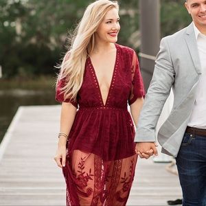 Honey Punch Lace Maxi Romper